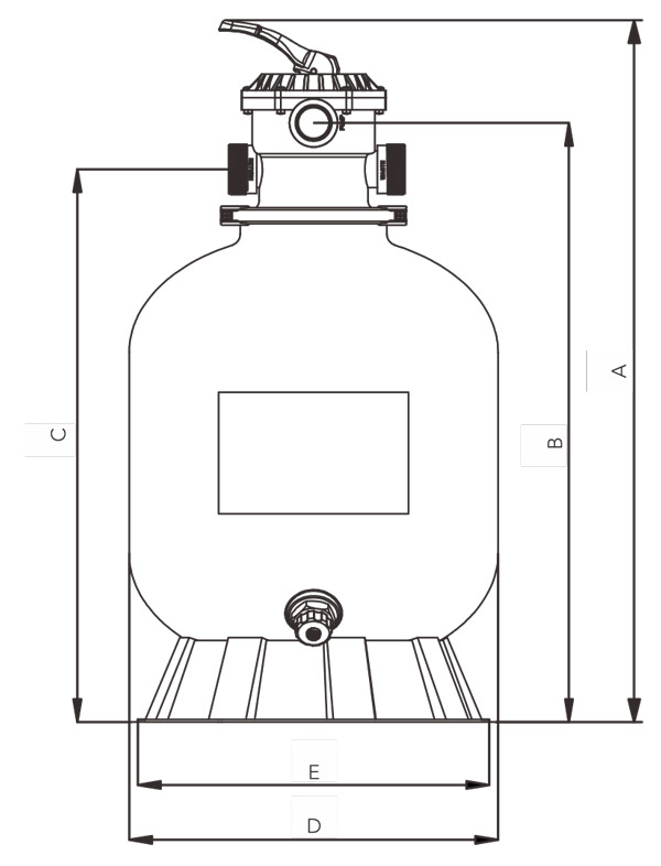 ابعاد و اندازه فیلتر شنی تصفیه استخر سیپو CIPU سری CPA