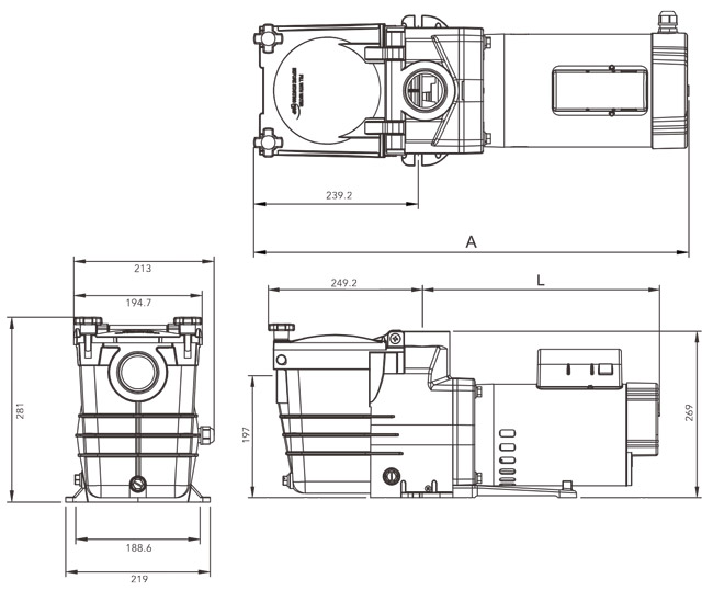 ابعاد و اندازه پمپ تصفیه استخر سیپو CIPU سری HighSuper