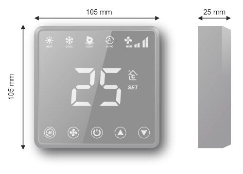 ابعاد و اندازه ترموستات دیجیتال روکار فرابین سری TD