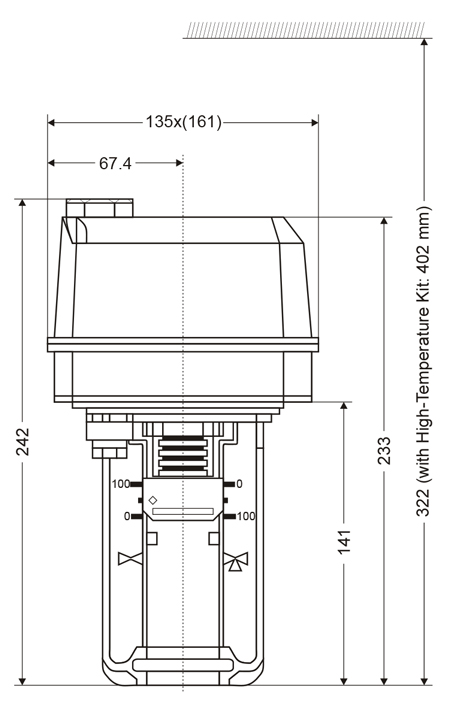 ابعاد و اندازه محرک الکتریکی شیر هانیول ML7420