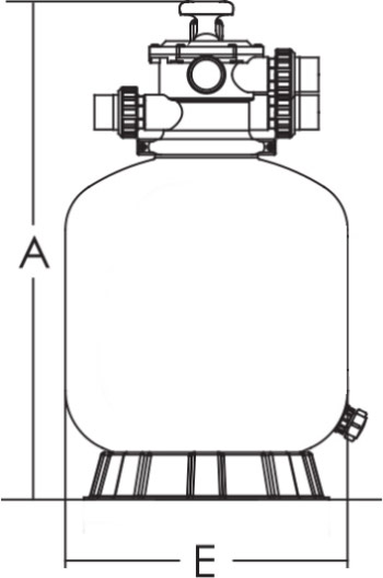 ابعاد و اندازه فیلتر شنی تصفیه استخر مسترپول سری T شیر از بالا