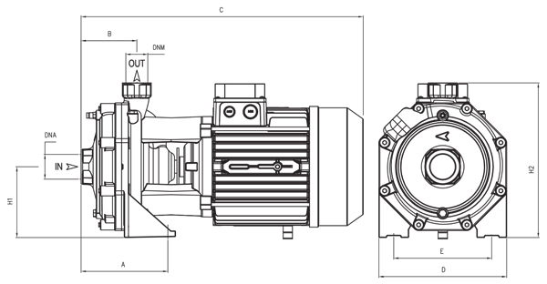 ابعاد و اندازه پمپ آبرسانی بشقابی پنتاکس Pentax سری CB