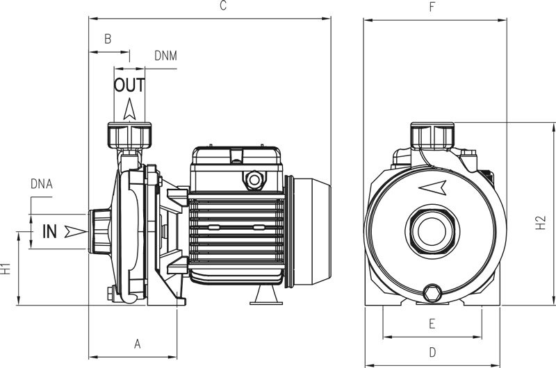 ابعاد و اندازه پمپ آبرسانی بشقابی پنتاکس Pentax سری CM