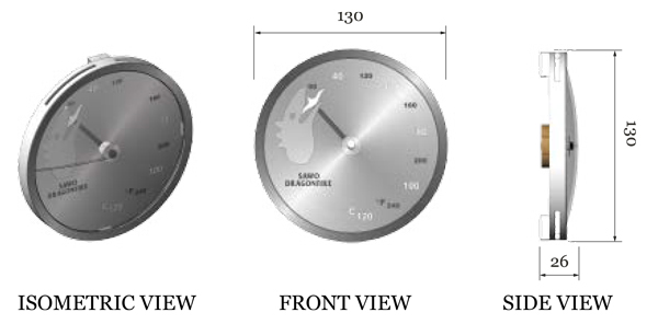 ابعاد و اندازه دما سنج سونا خشک ساوو دراگون فایر ابعاد و اندازه دما سنج سونا خشک ساوو دراگون فایر