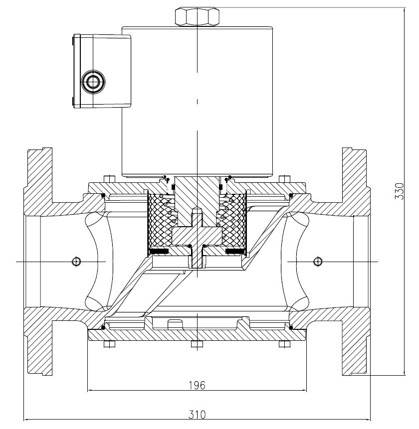 ابعاد و اندازه شیر برقی گاز تک ضرب نرمالی کلوز 3 اینچ ستاک