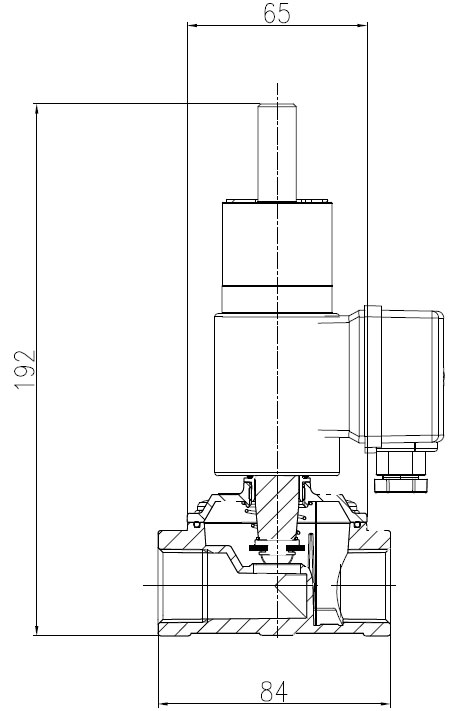 ابعاد و اندازه شیر برقی گاز تدریجی نرمالی کلوز 1/2 اینچ ستاک