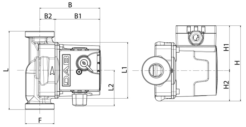 جدول ابعاد و اندازه پمپ داب سری VA 130