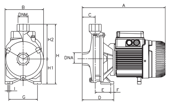 ابعاد و اندازه پمپ بشقابی مدل K 30/70 M داب DAB