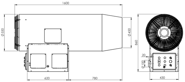 ابعاد و اندازه جت هیتر دو موتوره JET55 کولاک گستر یزد