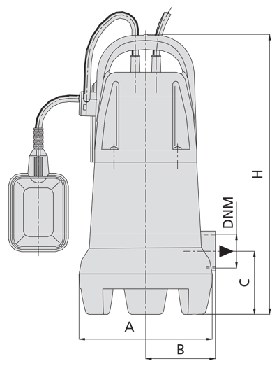 ابعاد و اندازه پمپ کفکش پلاستیکی اسپرونی سری TF