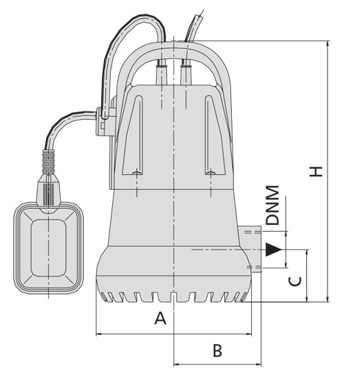 ابعاد و اندازه پمپ کفکش پلاستیکی اسپرونی مدل TS400