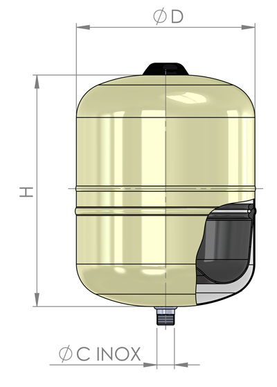 مشخصات ابعادی منبع انبساط 24 لیتری hydro plus zilmet