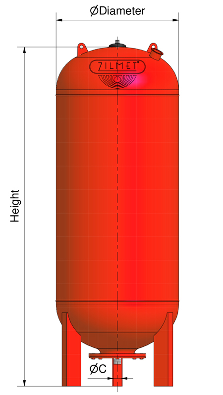 مشخصات ابعادی منبع انبساط 1000 لیتری zilmet