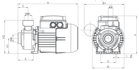 ابعاد و اندازه پمپ محیطی سری KPF داب DAB 