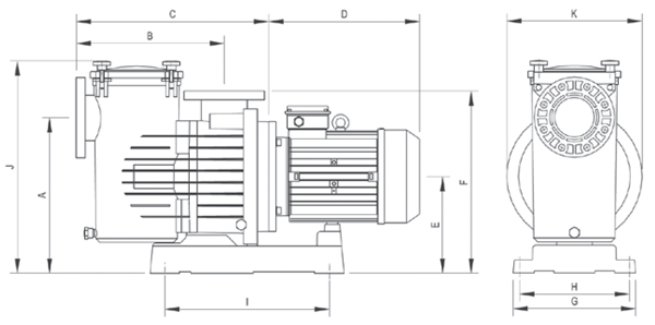 ابعاد و اندازه پمپ تصفیه استخری سه فاز داب DAB سری EUROPRO 
