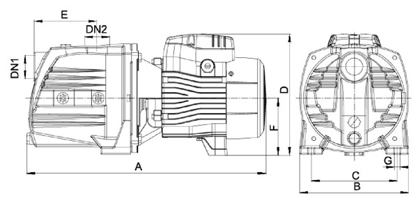 جدول ابعاد و اندازه پمپ آب جتی لئو LEO سری AJm