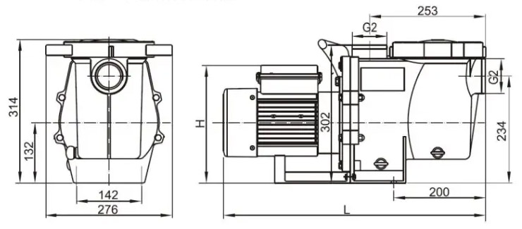 ابعاد و اندازه پمپ تصفیه استخری کالمو Calmo سری GENUS 