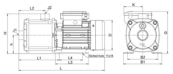 جدول ابعاد و اندازه پمپ طبقاتی افقی لئو LEO سری EMH(m)2 