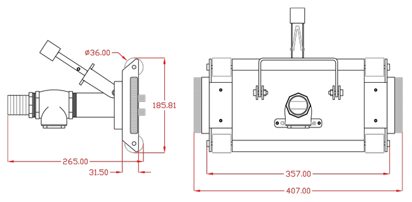 ابعاد و اندازه سرجاروی تمام استیل استخری آکوامارین مدل AV38 