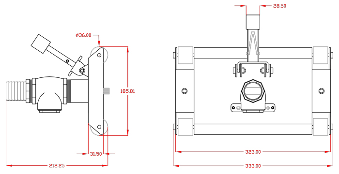 ابعاد و اندازه سرجاروی تمام استیل استخری آکوامارین مدل AV38Eco 