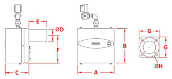 مشخصات ابعادی مشعل گاز سوز آکوامارین