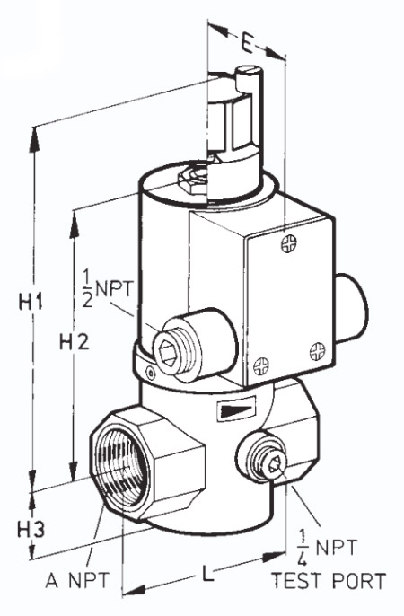 ابعاد و اندازه شیر برقی گاز کروم شرودر سری VG 