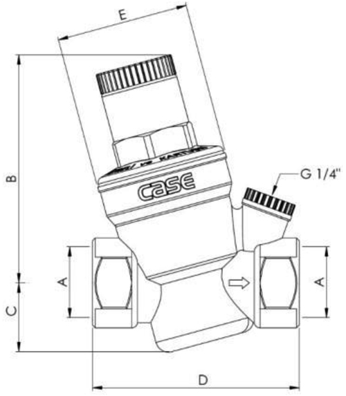 ابعاد و اندازه شیر فشارشکن سایز 1/2 اینچ سی اس کیس CScase ترکیه 