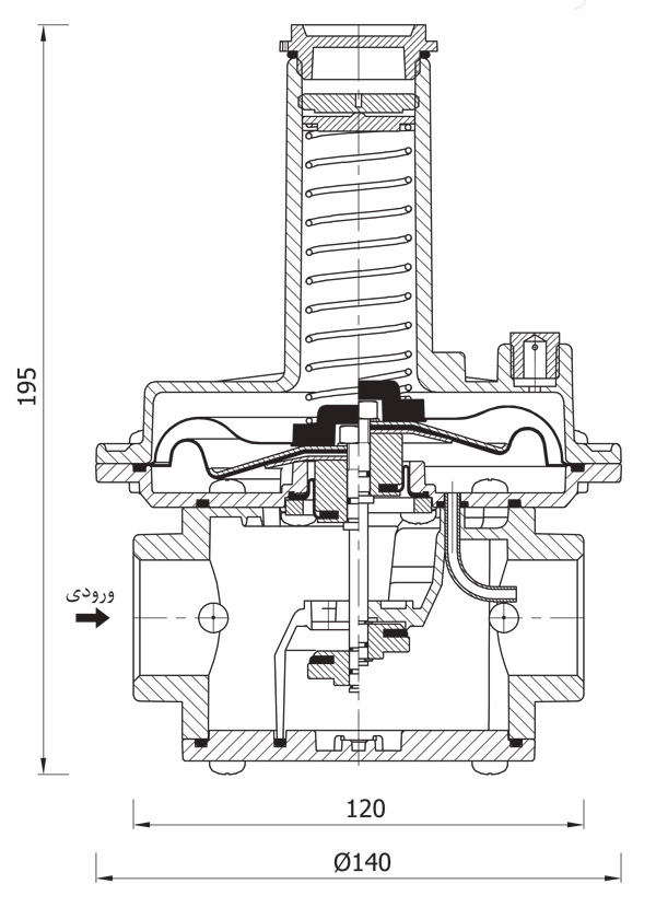 ابعاد و اندازه رگلاتور گاز ستاک سری SET250