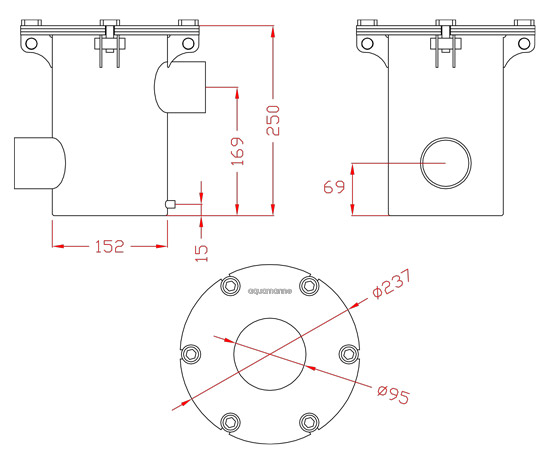 ابعاد و اندازه استرینر استنلس استیل بوشنی آکوامارین 