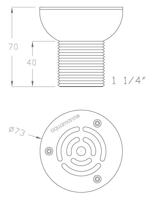 ابعاد و اندازه نازل مکش و دهش تمام استیل آکوامارین GS41 