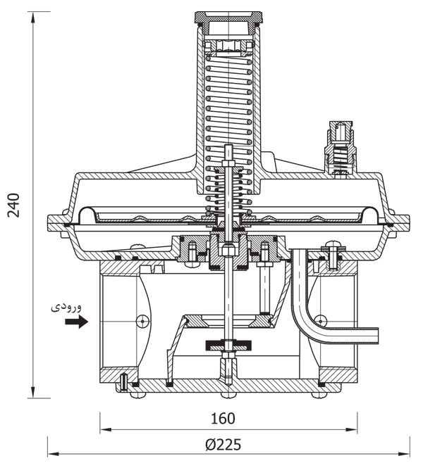 ابعاد و اندازه رگلاتور گاز ستاک سری SET252H 