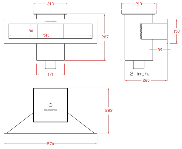 ابعاد و اندازه اسکیمر تمام استیل آکوامارین مدل UA510 
