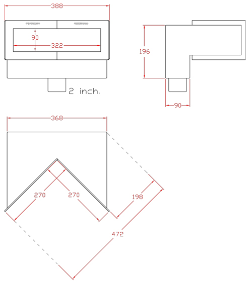 ابعاد و اندازه اسکیمر تمام استیل آکوامارین مدل 90FA340G
