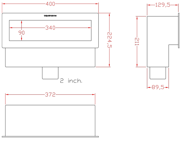 ابعاد و اندازه اسکیمر تمام استیل آکوامارین مدل FA340 