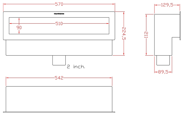 ابعاد و اندازه اسکیمر تمام استیل آکوامارین مدل FA510G