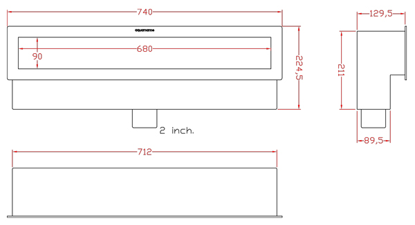 ابعاد و اندازه اسکیمر تمام استیل آکوامارین مدل FA680G
