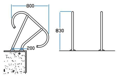 ابعاد و اندازه نردبان چند تکه استخر استپ+آناهید آکوامارین 